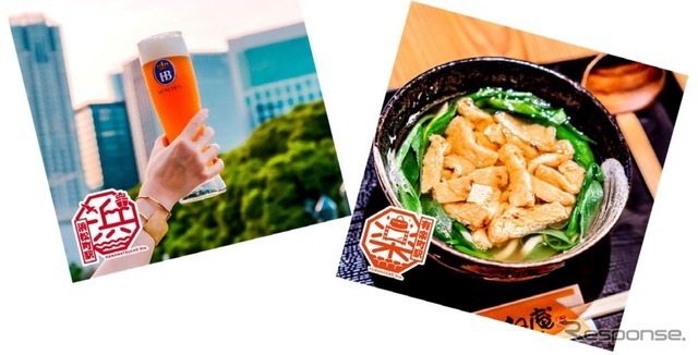 駅スタンプ台のNFCタグを介してスマホで取り込んだ駅スタンプを、このように画像と合成して利用できる。