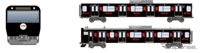 「黒い山手線」のラッピングイメージ。