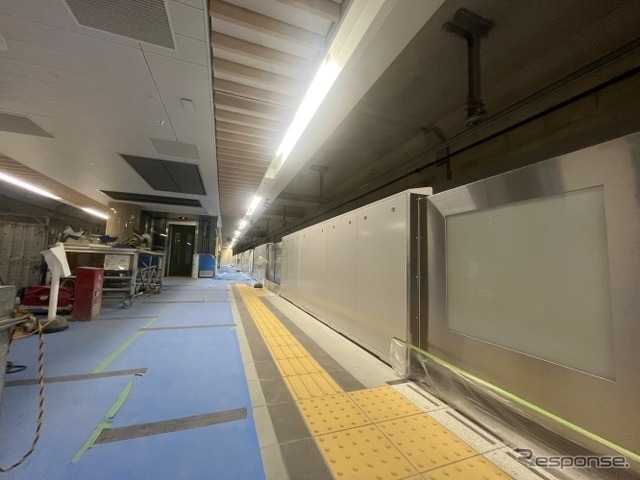 櫛田神社前駅のホーム建設状況。