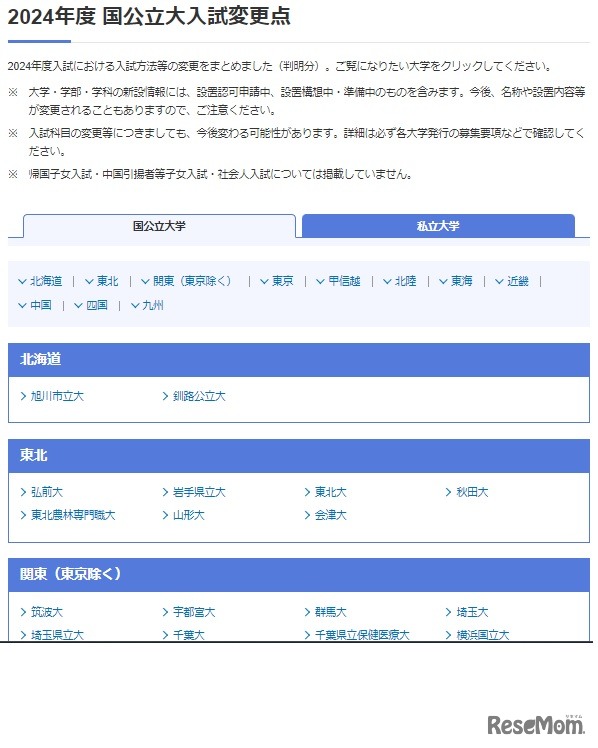 2024年度国公立大入試変更点