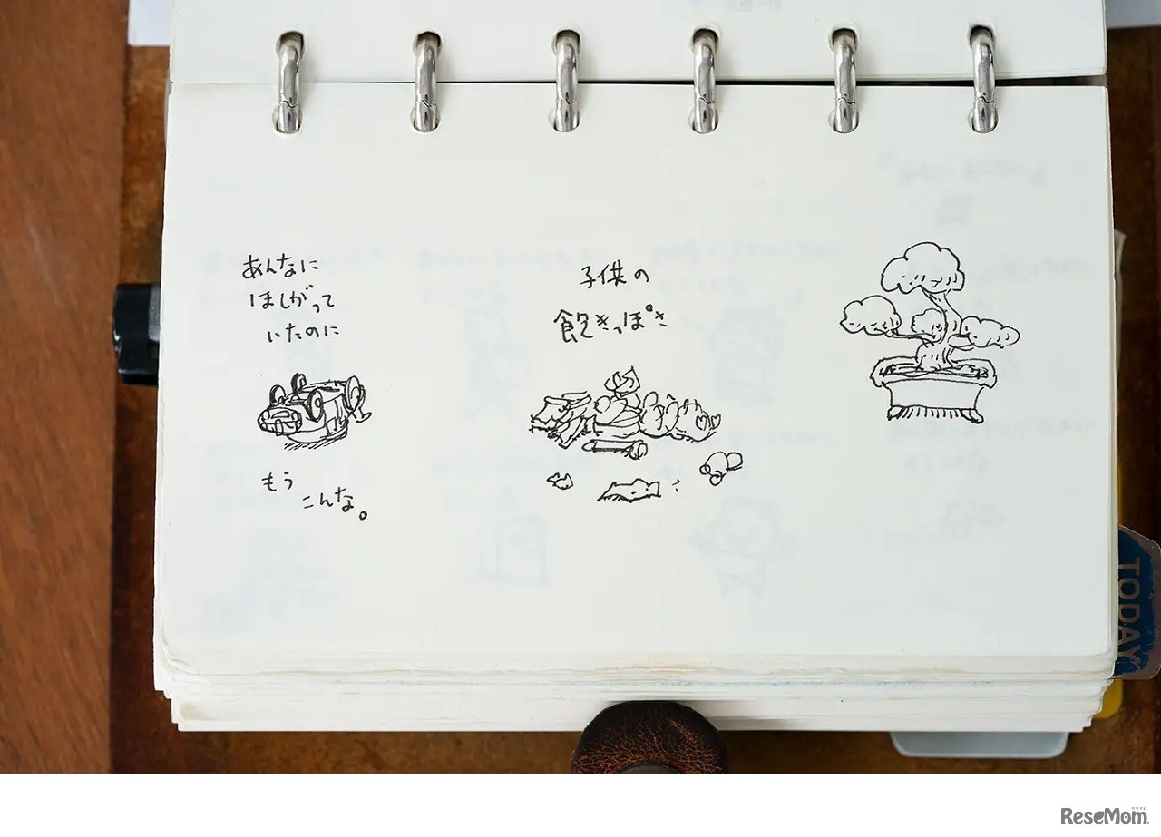 愛用の手帳（「あんなに あんなに」スケッチ） 撮影:野澤亘伸