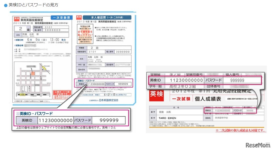 合否結果の閲覧に必要となる英検IDとパスワードの確認方法