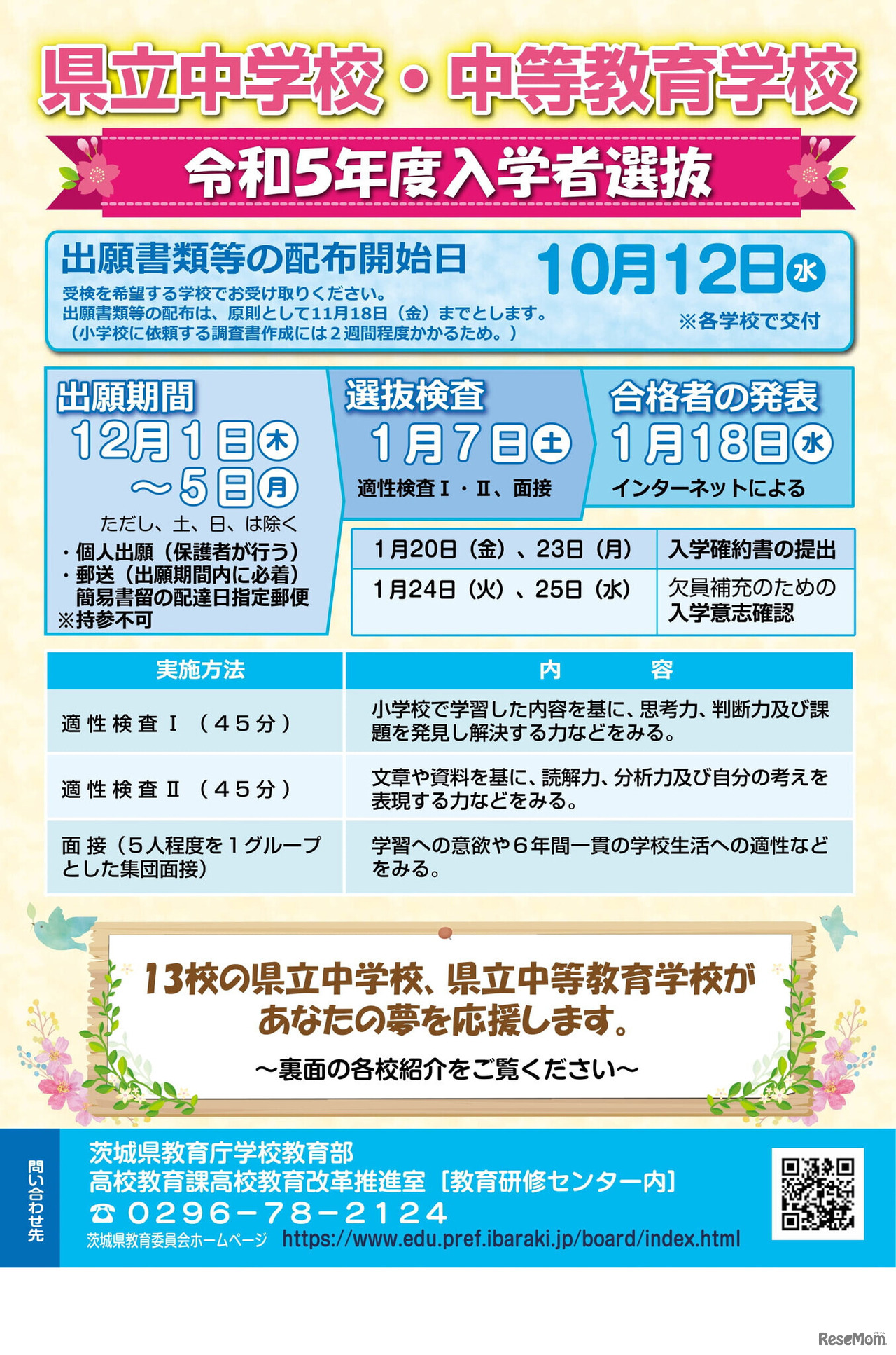 2023年度入学者選抜　リーフレット