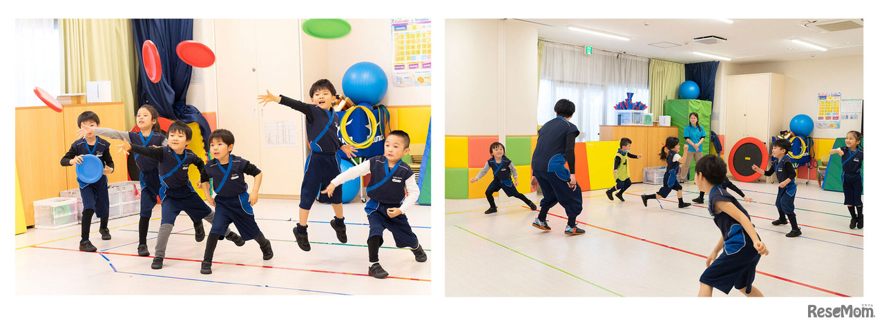 9つの基本動作（走る・跳ぶ・投げる・打つ・捕る・蹴る・組む・リズム・バランス）を取得することで、将来どんなスポーツにも対応することができる「運動能力の土台」を築くのが運動指導の大きな目的