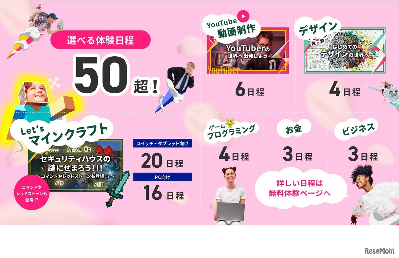 無料体験会のテーマと日程数