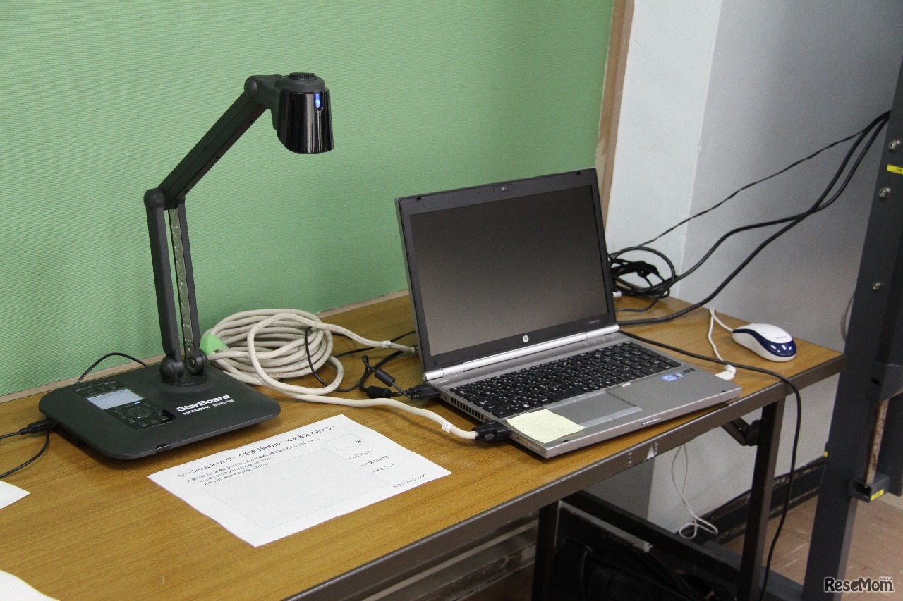 書画カメラで回収した用紙を電子黒板に投影