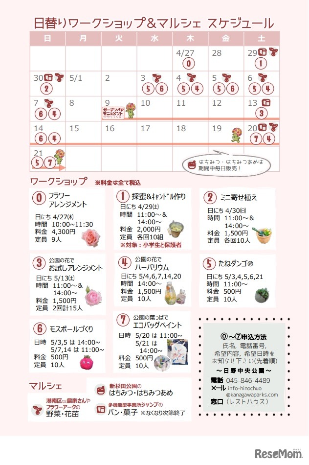 日替わりワークショップ＆マルシェスケジュール