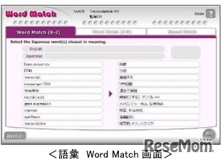 語彙 Word Match 画面