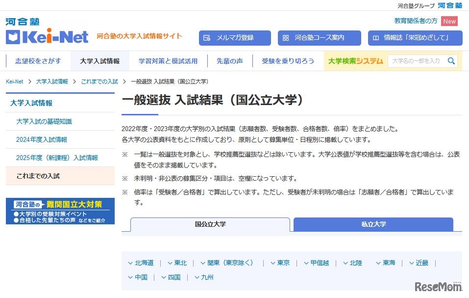 一般選抜 入試結果（国公立大学）