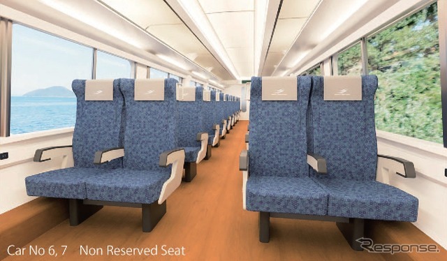 普通車自由席（6・7号車）のリニューアルイメージ。
