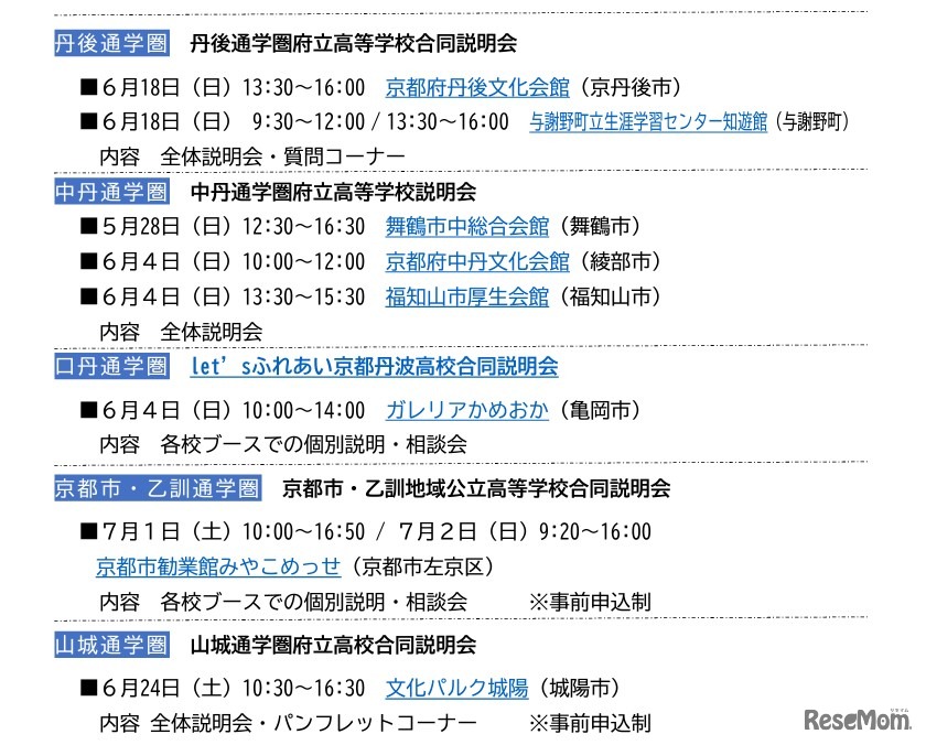 2023年度 府内公立高校通学圏別合同説明会