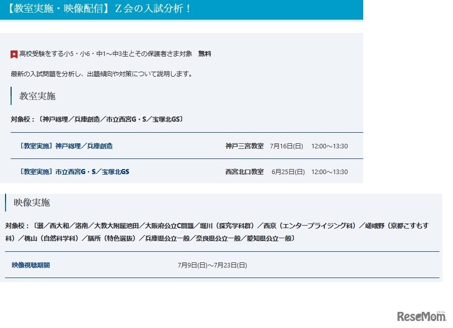 Ｚ会の入試分析