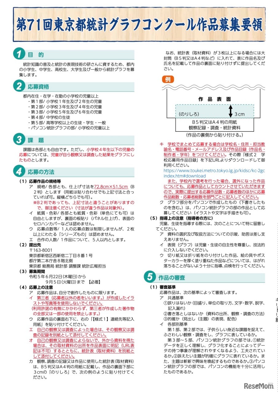 第71回東京都統計グラフコンクール 募集要項