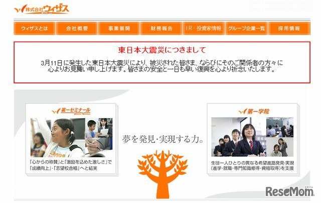 ウィザスのホームページ