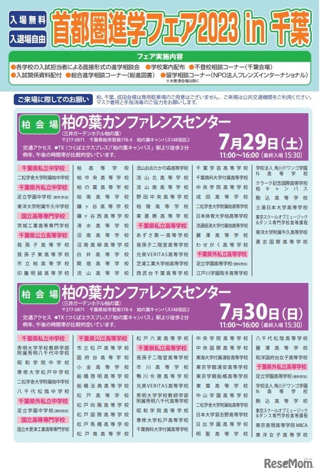 柏会場の参加校