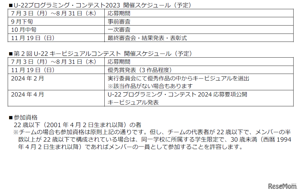 開催スケジュールと参加資格