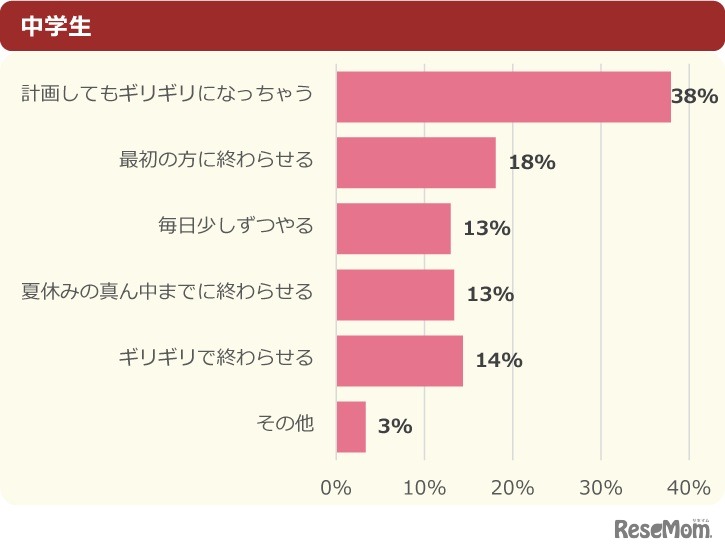 去年の夏休みの宿題はどうしてた？（中学生）
