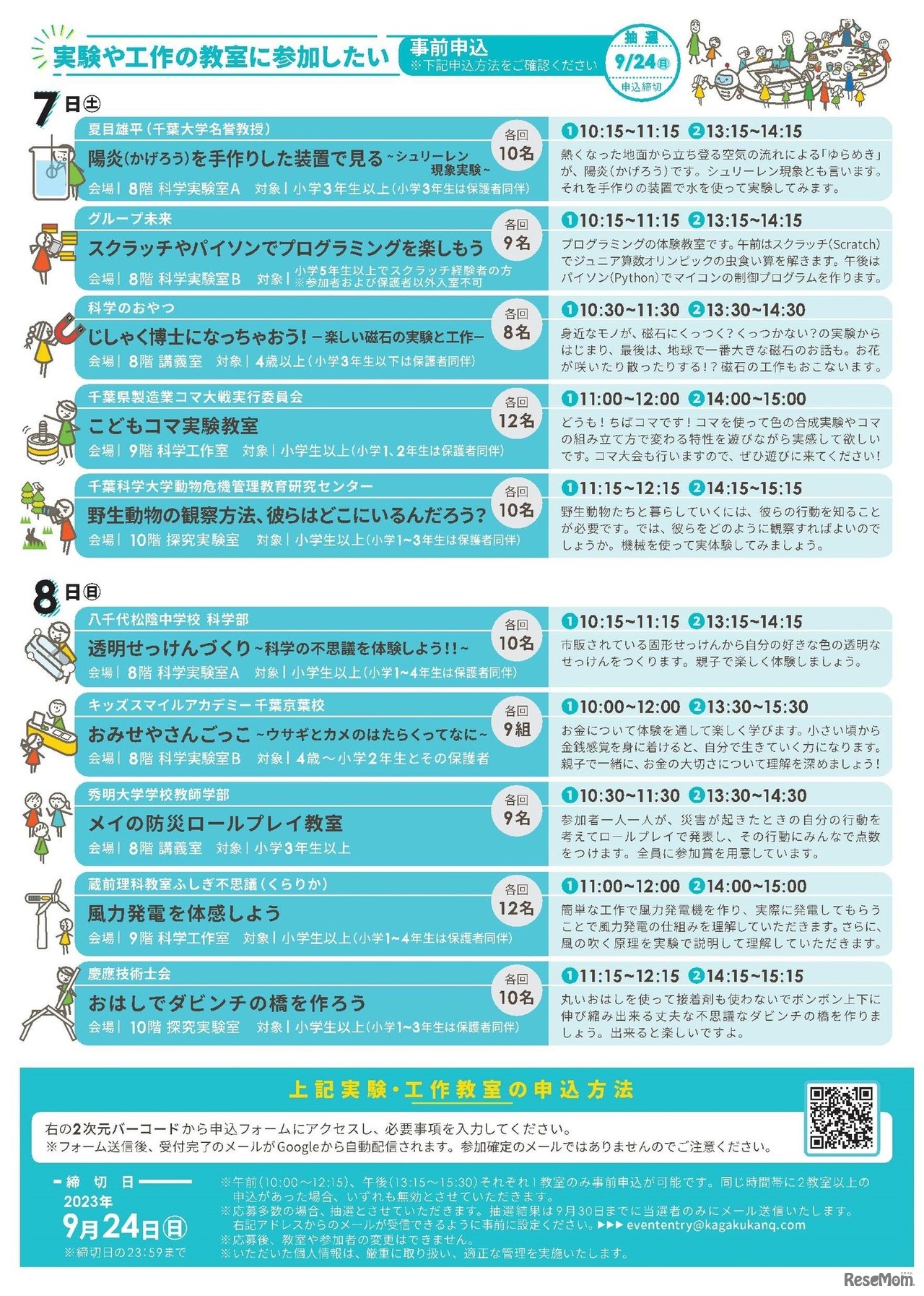 千葉市科学フェスタ2023チラシ