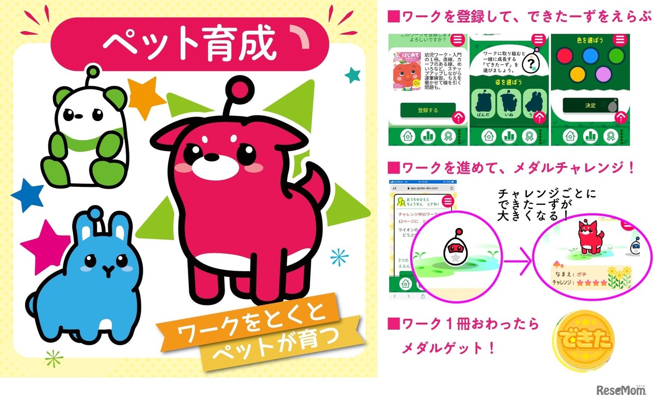 デジタル版がんばり賞「できたーず」でできること：ペット育成