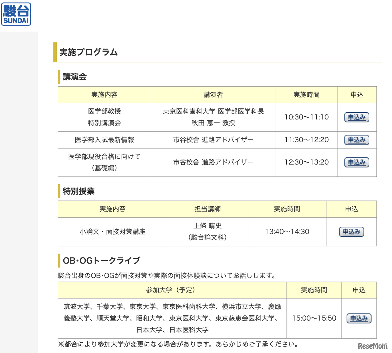 実施プログラム