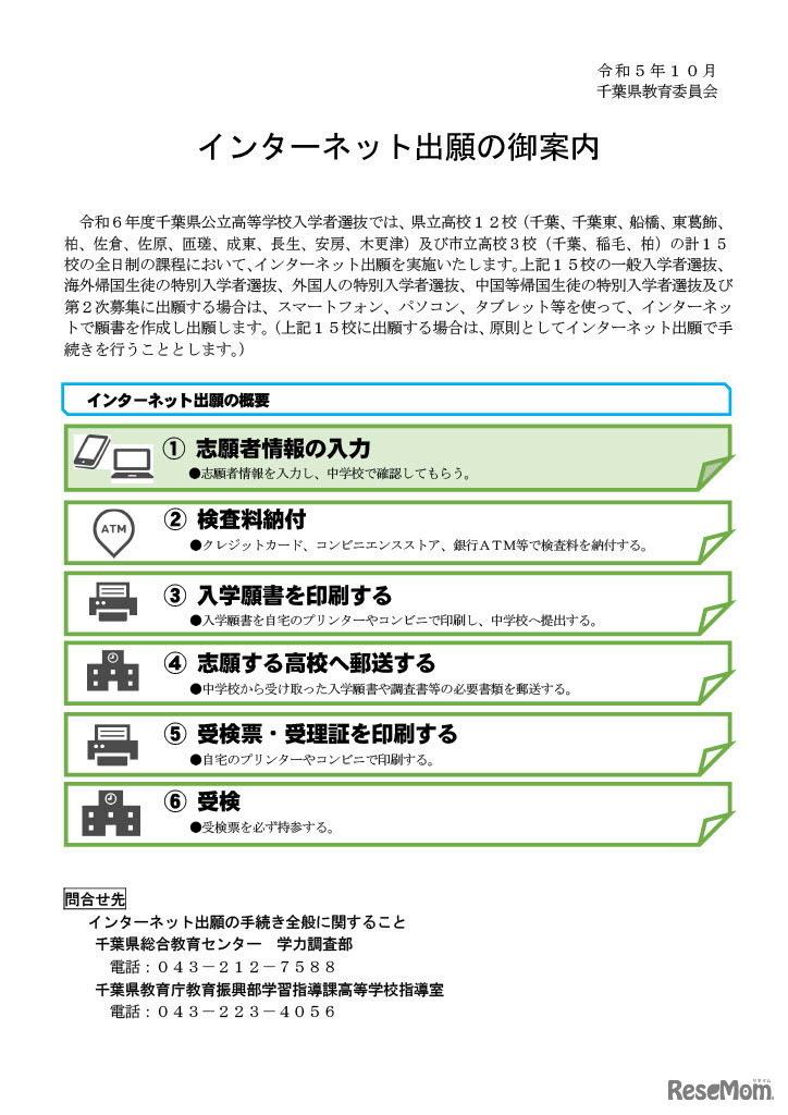 インターネット出願の案内（チラシ）