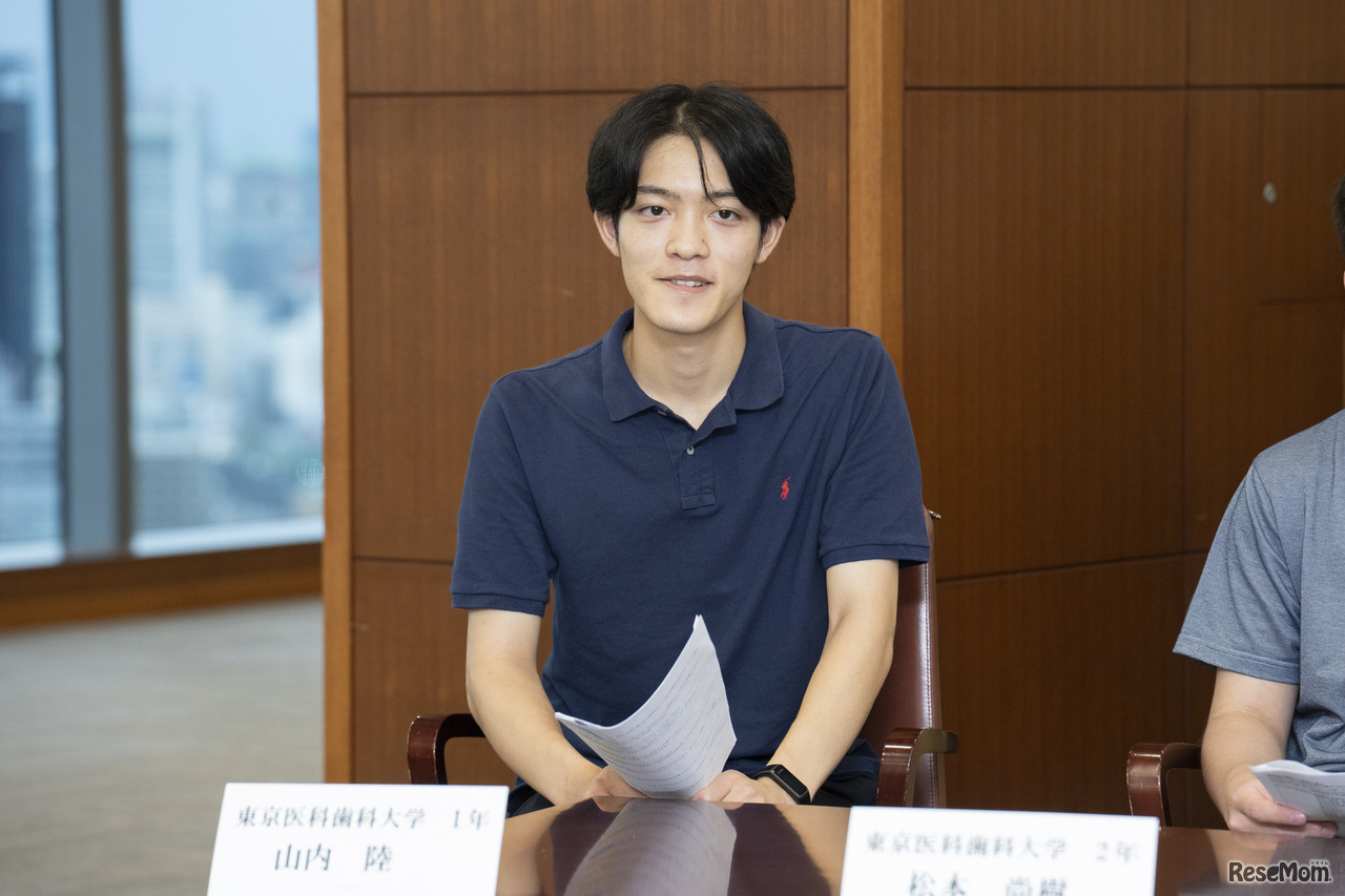 東京医科歯科大医学部1年の山内陸さん