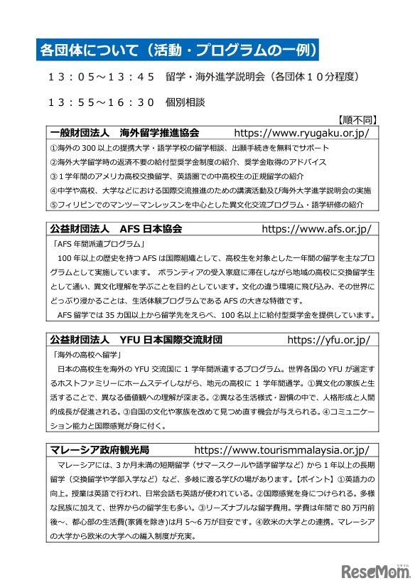 当日のプログラム例