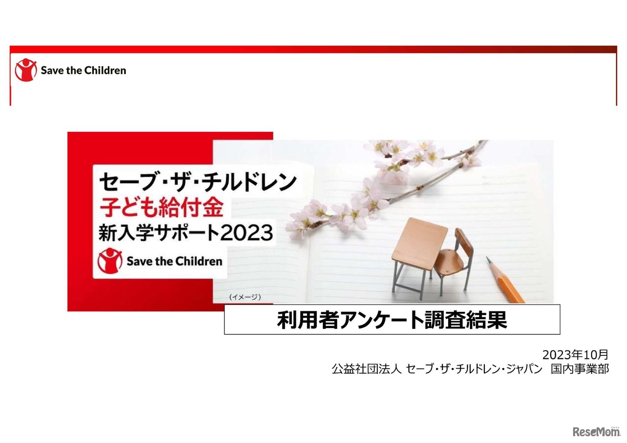 「子ども給付金～新入学サポート2023～」の利用者アンケート調査結果