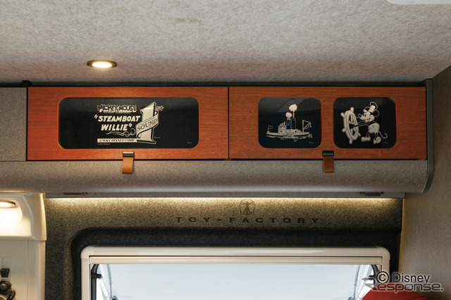 スライドドアを開けた先のアッパーボックスには、『蒸気船ウィリー』のアートを採用