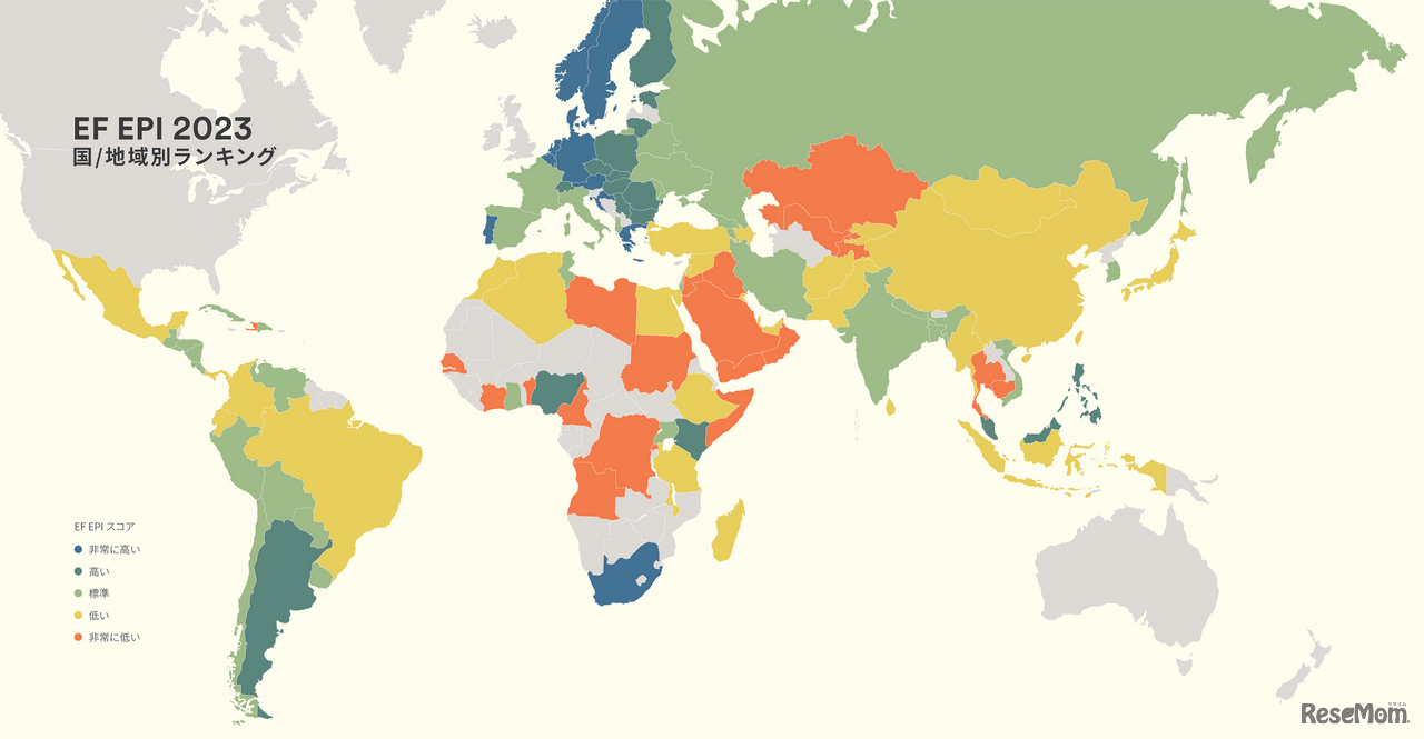 EF EPI英語能力指数　国／地域別ランキング
