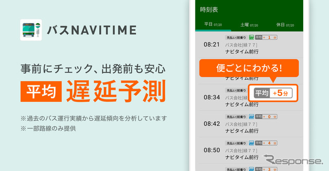 バスNAVITIME「平均遅延予測」