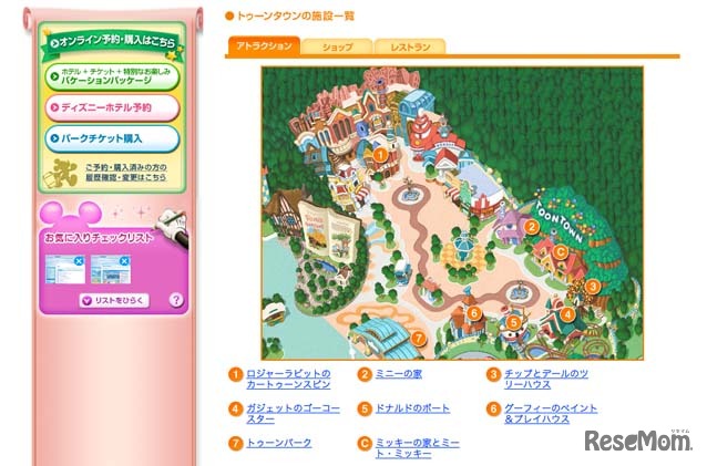 トゥーンタウンの施設一覧