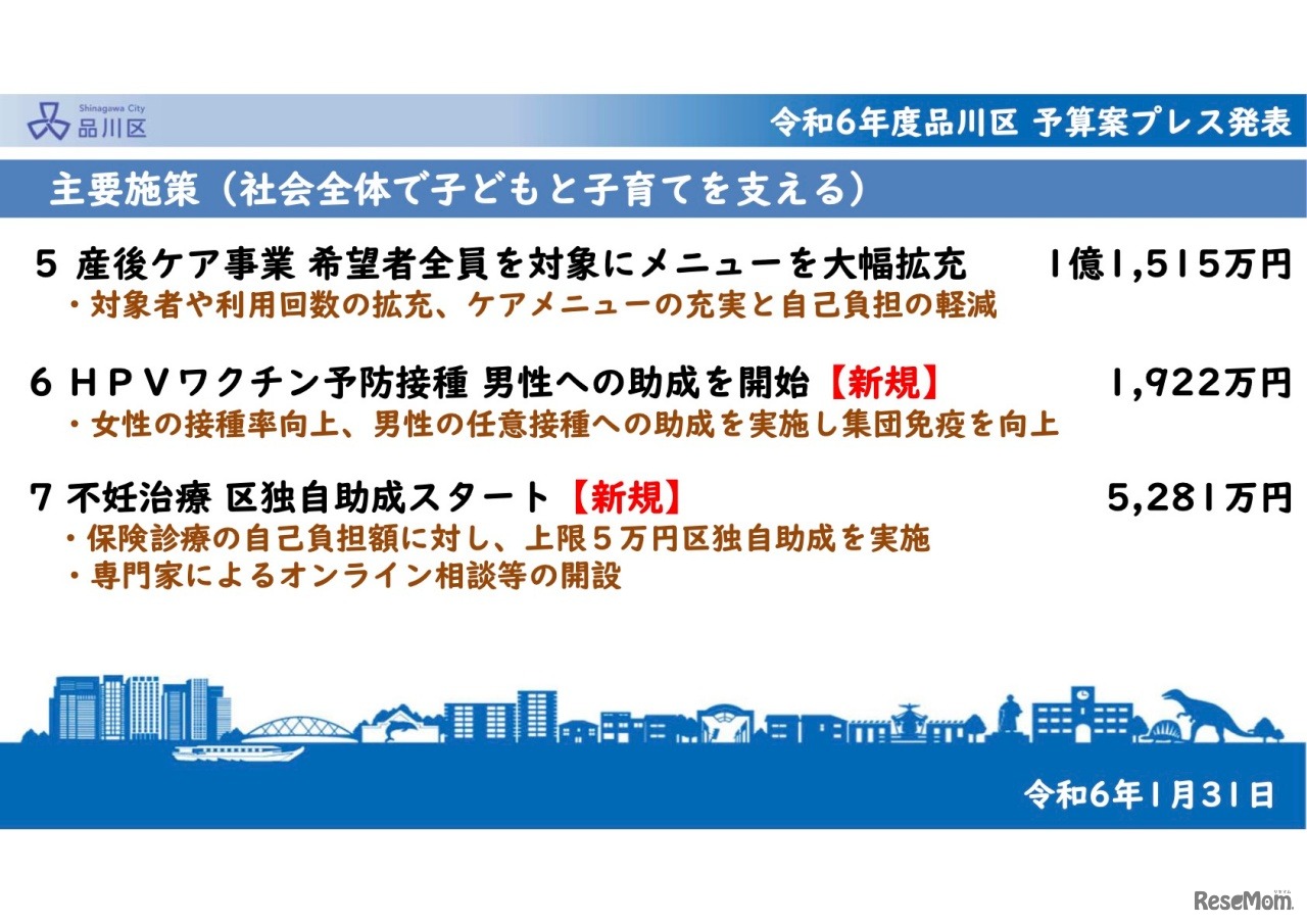 品川区：ウェルビーイング予算「社会全体で子どもと子育てを支える」主要施策
