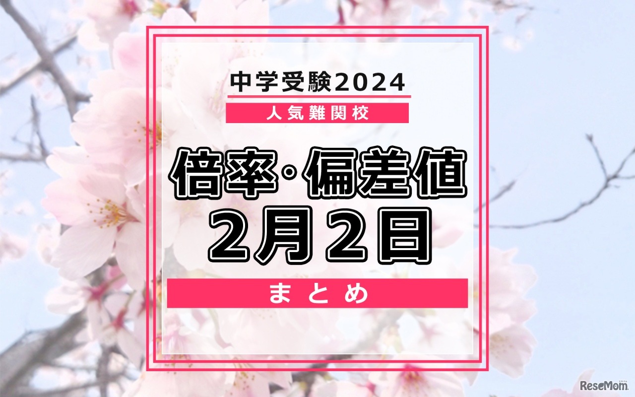 中学受験2024　倍率・偏差値2月2日