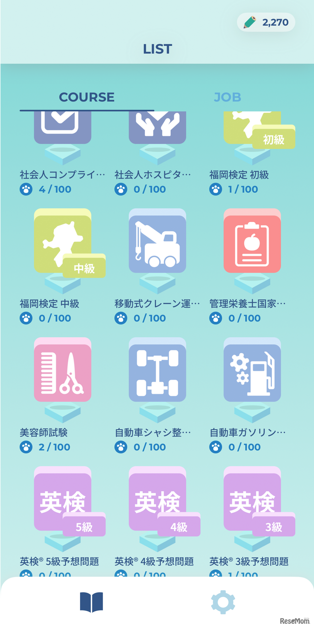 42検定をアイコンで一覧表示