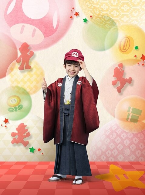 七五三で“マリオ”に仮装？スタジオアリスの撮影メニューに「スーパーマリオ和装」が新登場―リバーシブル羽織でルイージにも、兄弟で撮影したい