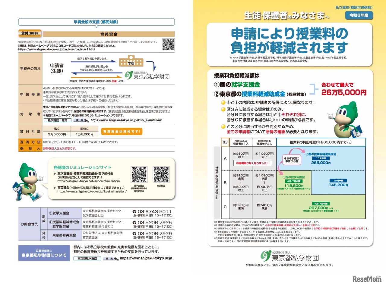 私立高等学校等授業料軽減助成金事業＜都認可通信制向け＞