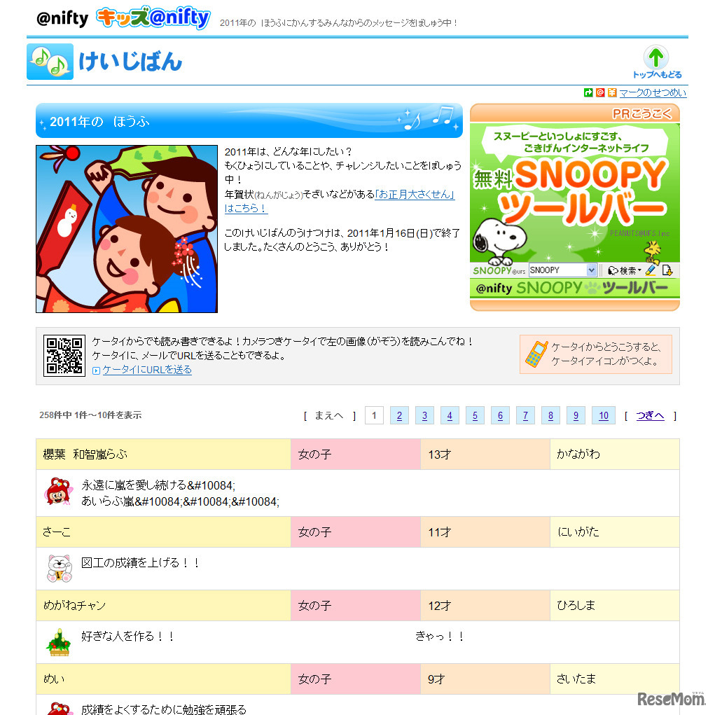 キッズ＠nifty「けいじばん」