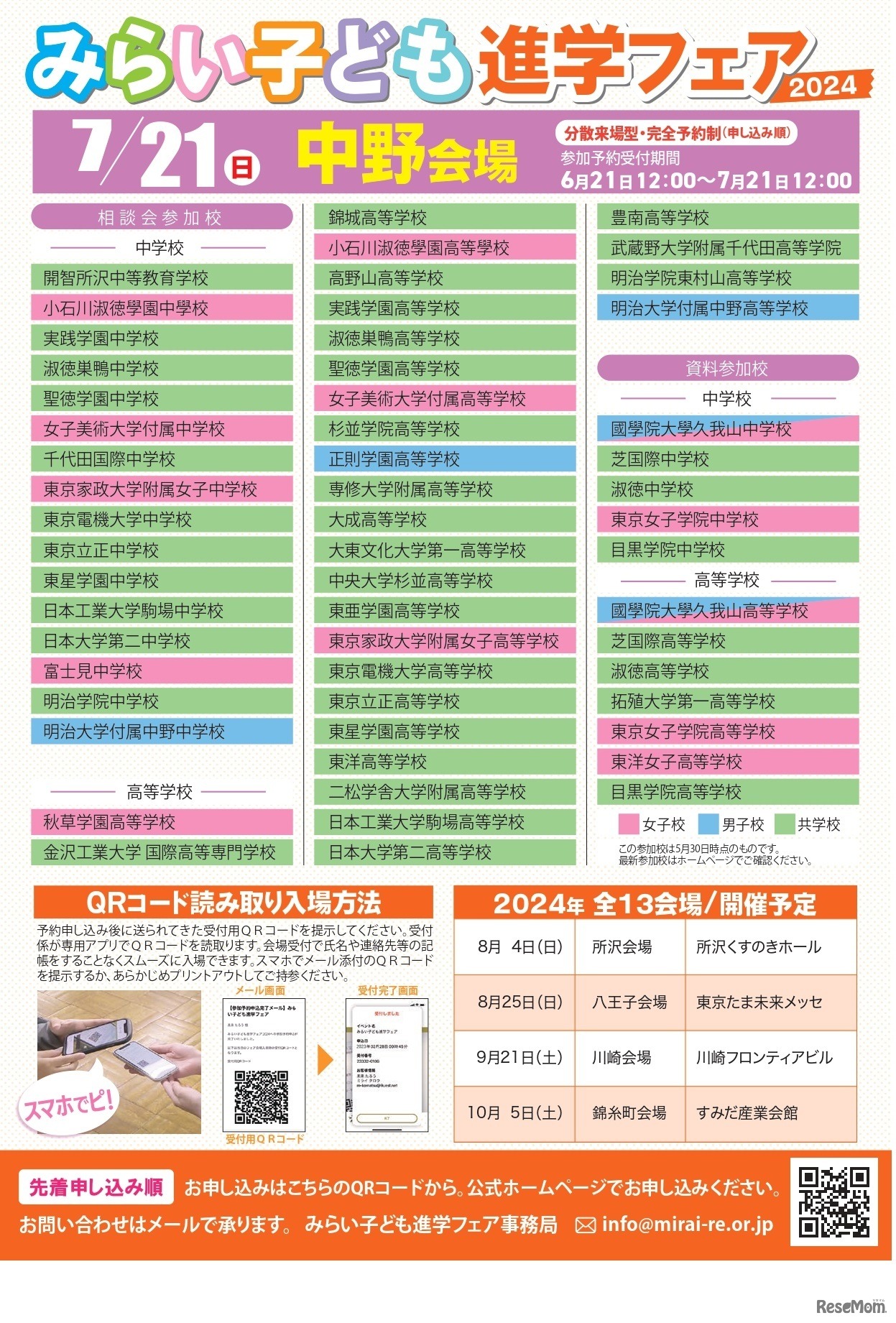 みらい子ども進学フェア 2024中野会場