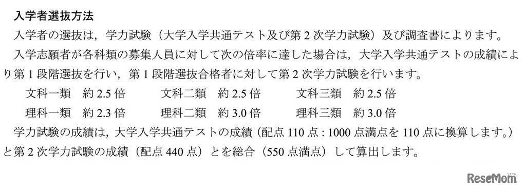 入学者選抜方法