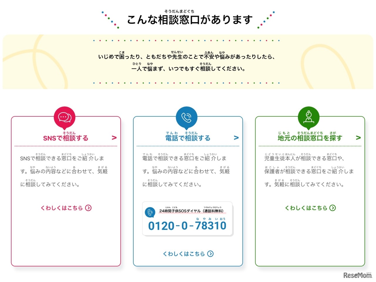 子供のSOSの相談窓口