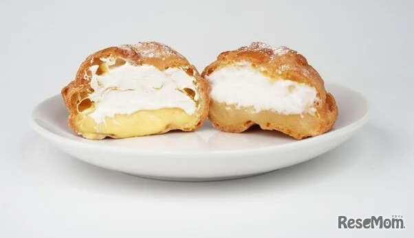 「Virtual Cream Generator」で生成したホイップクリーム、カスタードクリームで作ったシュークリーム（右）と本物（左）