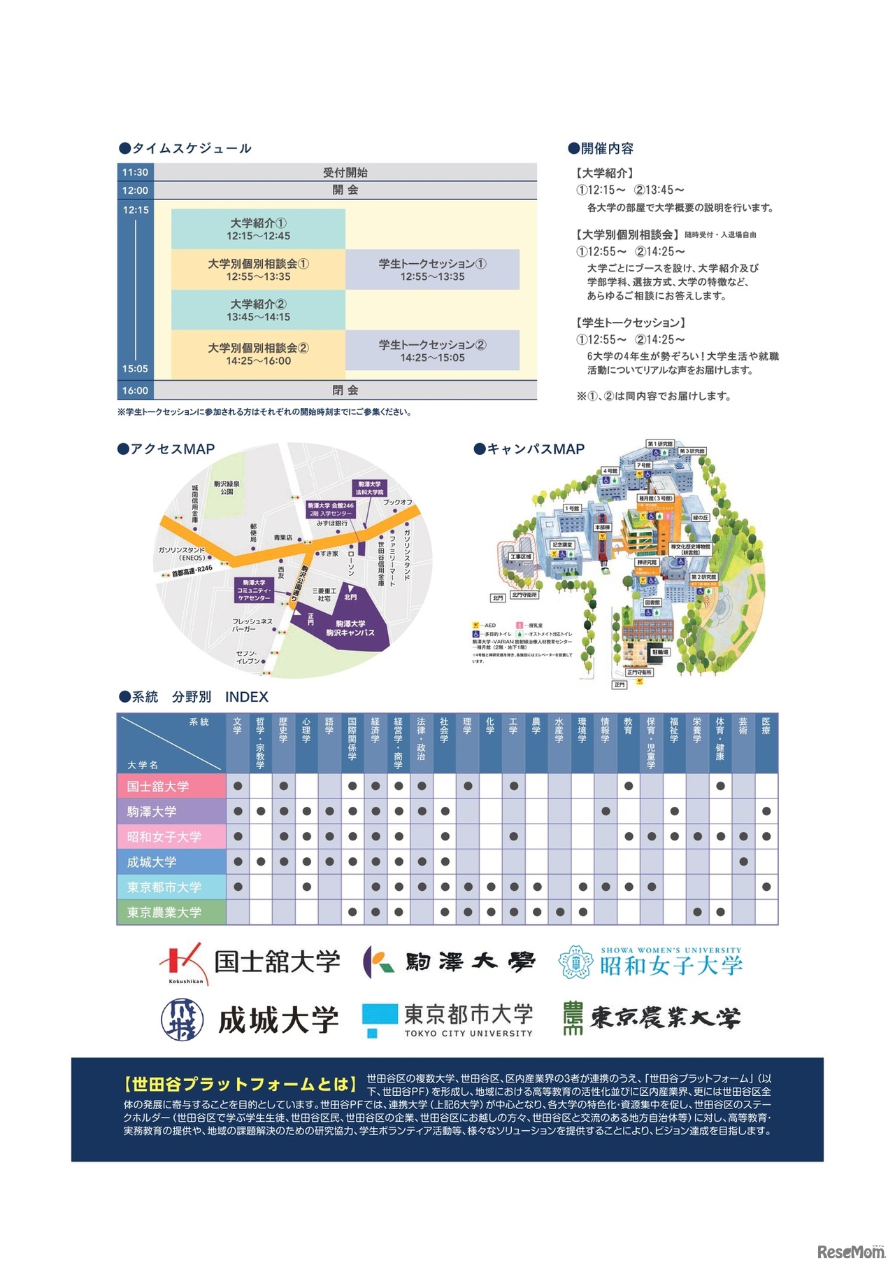 世田谷プラットフォーム6大学合同進学説明会
