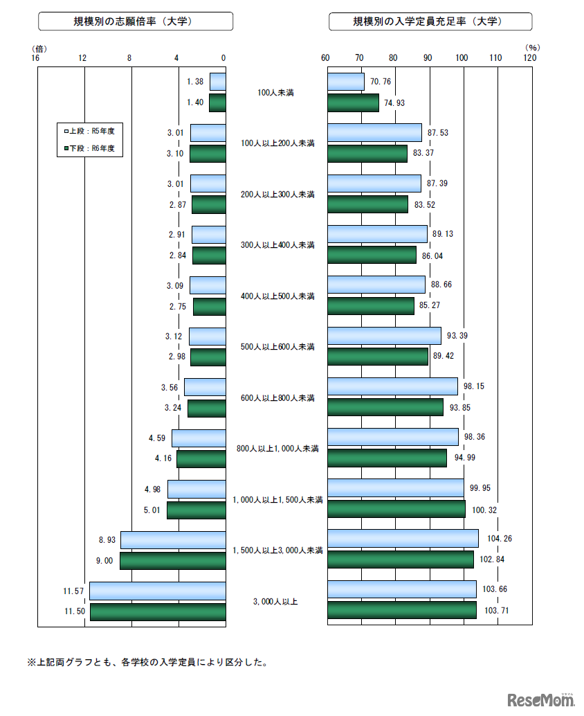 規模別の動向（大学）