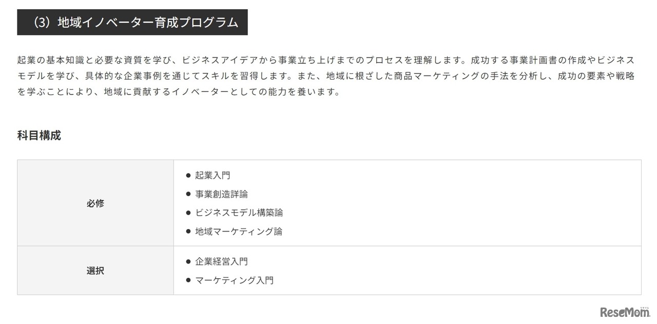 地域イノベーター育成プログラム
