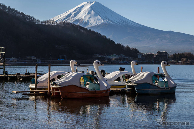 河口湖畔から見る富士山