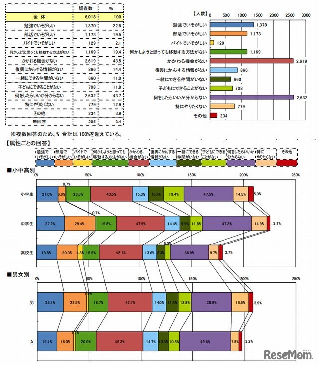 「いいえ」と回答した子どもの理由