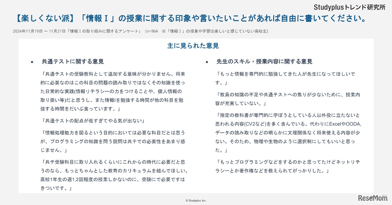 楽しくない派の意見、自由記載