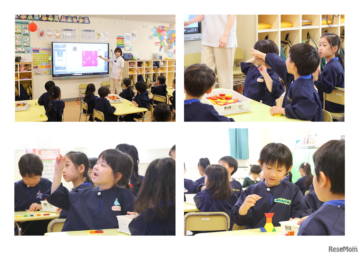 皆とても意欲的に知育のレッスンに参加していたのが印象的。なお、電子黒板は全教室に配備されている