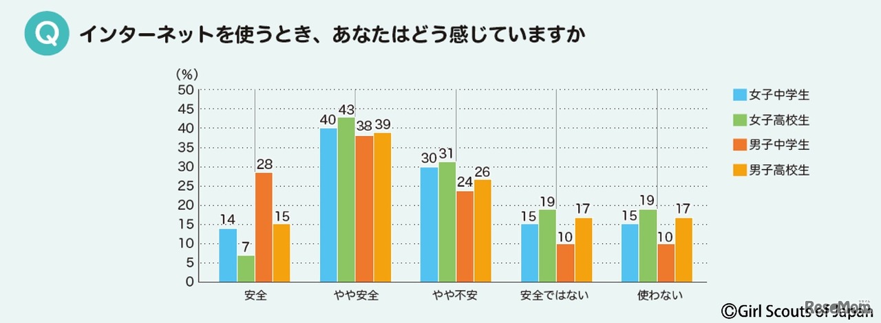 インターネットを使うとき、どう感じているか　(c) Girl Scouts of Japan